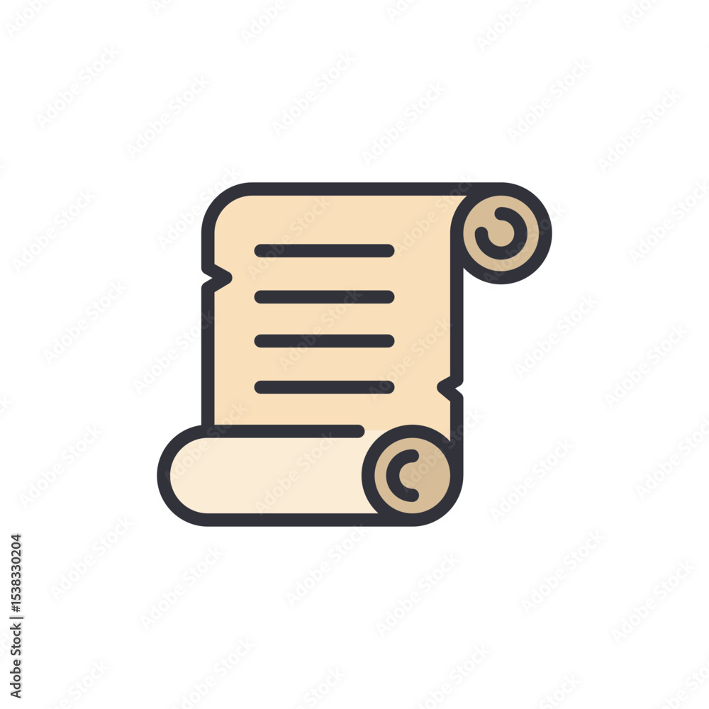 Poster vintage parchment scroll with written text on transparent background