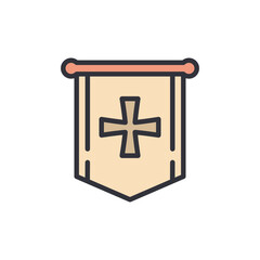 Medieval Banner With Cross For Decoration Or Signage Of Historical Events