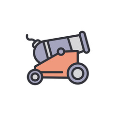 Isolated Illustration Of Cartoon Cannon Ready To Fire On Transparent Layout