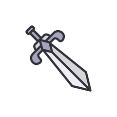 Stylized Silver Sword Illustration Isolated On Transparent Background