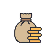 Illustration Of A Bag Full Of Golden Coins Isolated Design Element