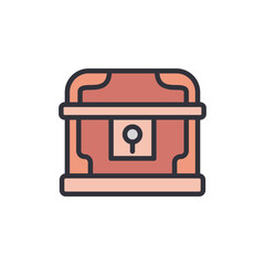 Isolated Treasure Chest Illustration With Ornamental Vintage Look