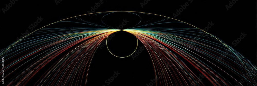 Poster Tension Lines Converge Around a Center Orb Creating a Dynamic Visual Effect in a Dark Space