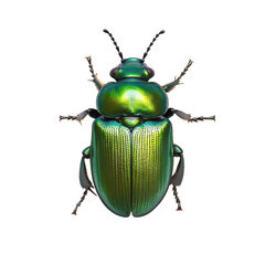 A shiny green leaf beetle on transparent background