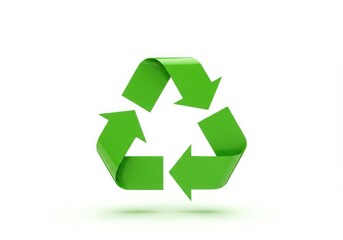 Obraz premium Green recycling symbol on a plain background