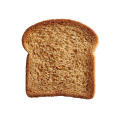 A slice of brown bread isolated on a white background, showcasing its texture and crust, perfect for culinary and dietary themes.