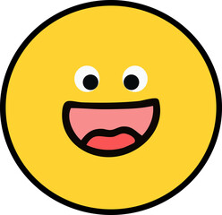 입벌리고 웃는 얼굴 표정 동그라미 라인 드로잉 이모티콘(face emoticon line drawing sticker)