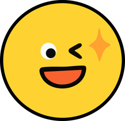 윙크하는 얼굴 표정 동그라미 라인 드로잉 이모티콘(face emoticon line drawing sticker)
