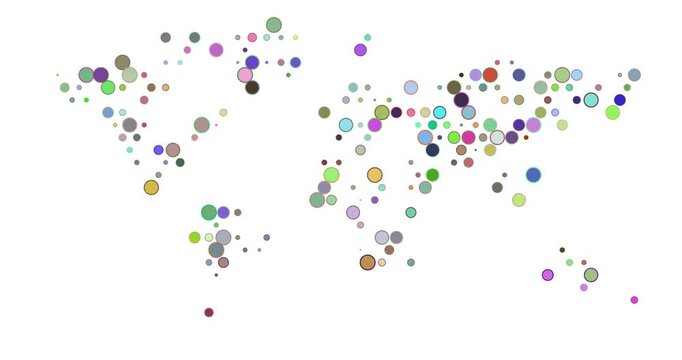 World Silhouette Made Of Colorful Dots