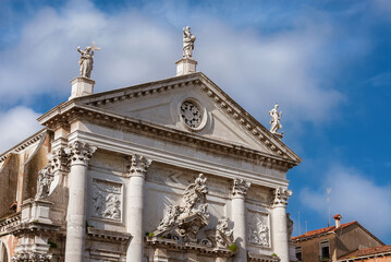 Baroque architecture in Venice. Beautiful baroque facade of St Stae Church, completed in 1709