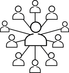 Network Connection Icon &ndash; Organizational Structure and People Communication Diagram