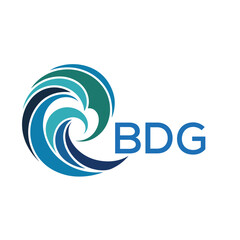 BDG Modern Wave -Inspired Abstract Logo Design BDG Later Logo, with BDG Text on White Background
