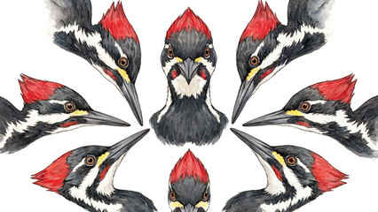 Pileated woodpecker kaliedescopic pattern design 