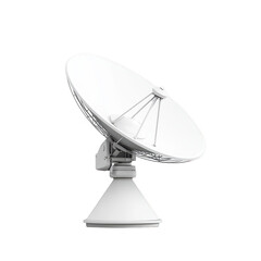 White satellite dish antenna isolated on transparent background