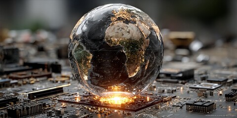 Global Tech: Earth within a Circuit Board