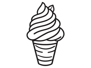 Simple Peach Ice Cream Outline Drawing Vector Graphic Art 