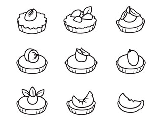 Simple Peach Tart Vector Line Art For Bakery Branding 