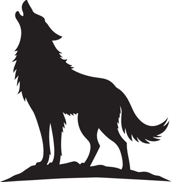 black wolf howling silhouette clip art preview