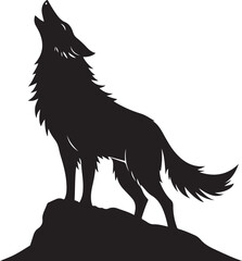 Howling wolf black silhouette icon