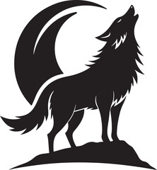 Fototapeta premium Howling wolf black silhouette icon