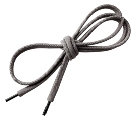 Elastic Shoelace in Gray Color Isolated on Transparent Background for Versatile Footwear Use