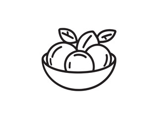 Sweet Peach Cobbler Fresh Baked Dessert Line Art Vector