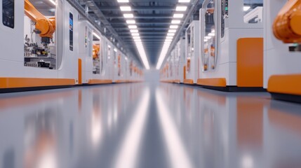 Advanced robotic assembly line showcasing automation in a modern manufacturing facility