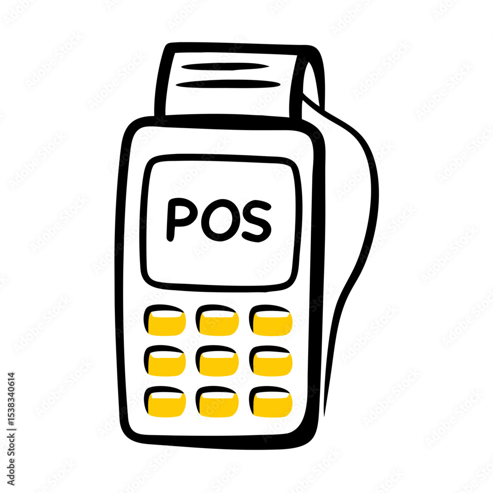 Poster pos terminal transaction on transparent background for web and graphic design