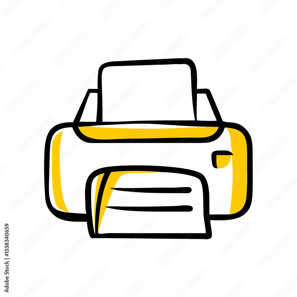 Poster printer on transparent background for web and graphic design