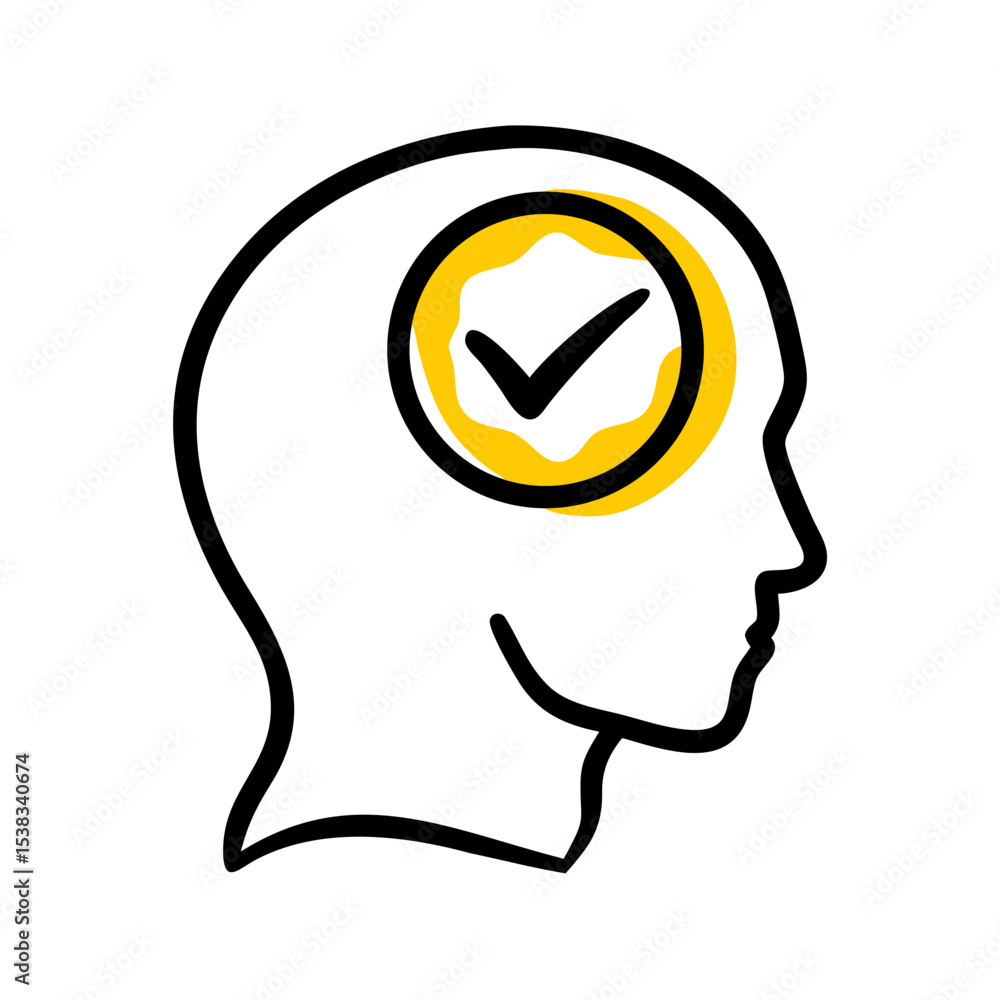 Aufkleber profile head with checkmark on transparent background for web and graphic design