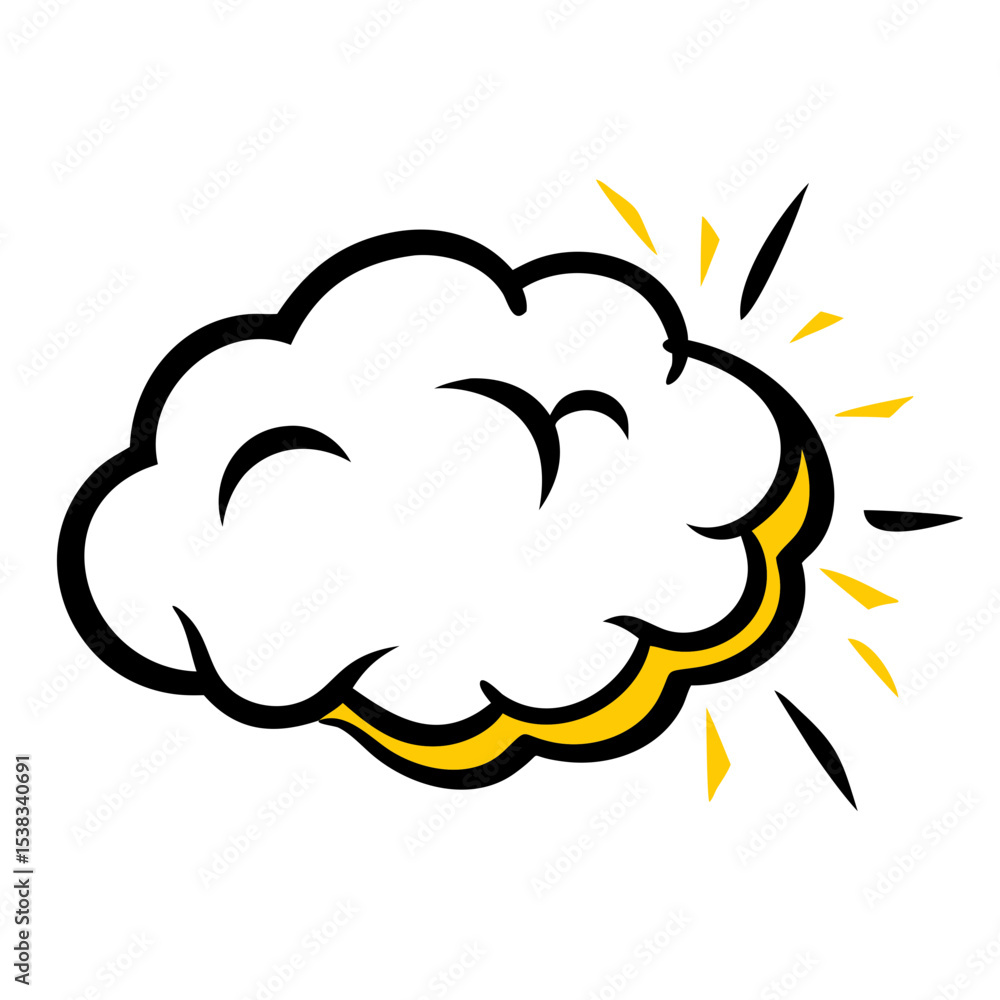 Poster puff cloud with shadow burst icon on transparent background for web and graphic design