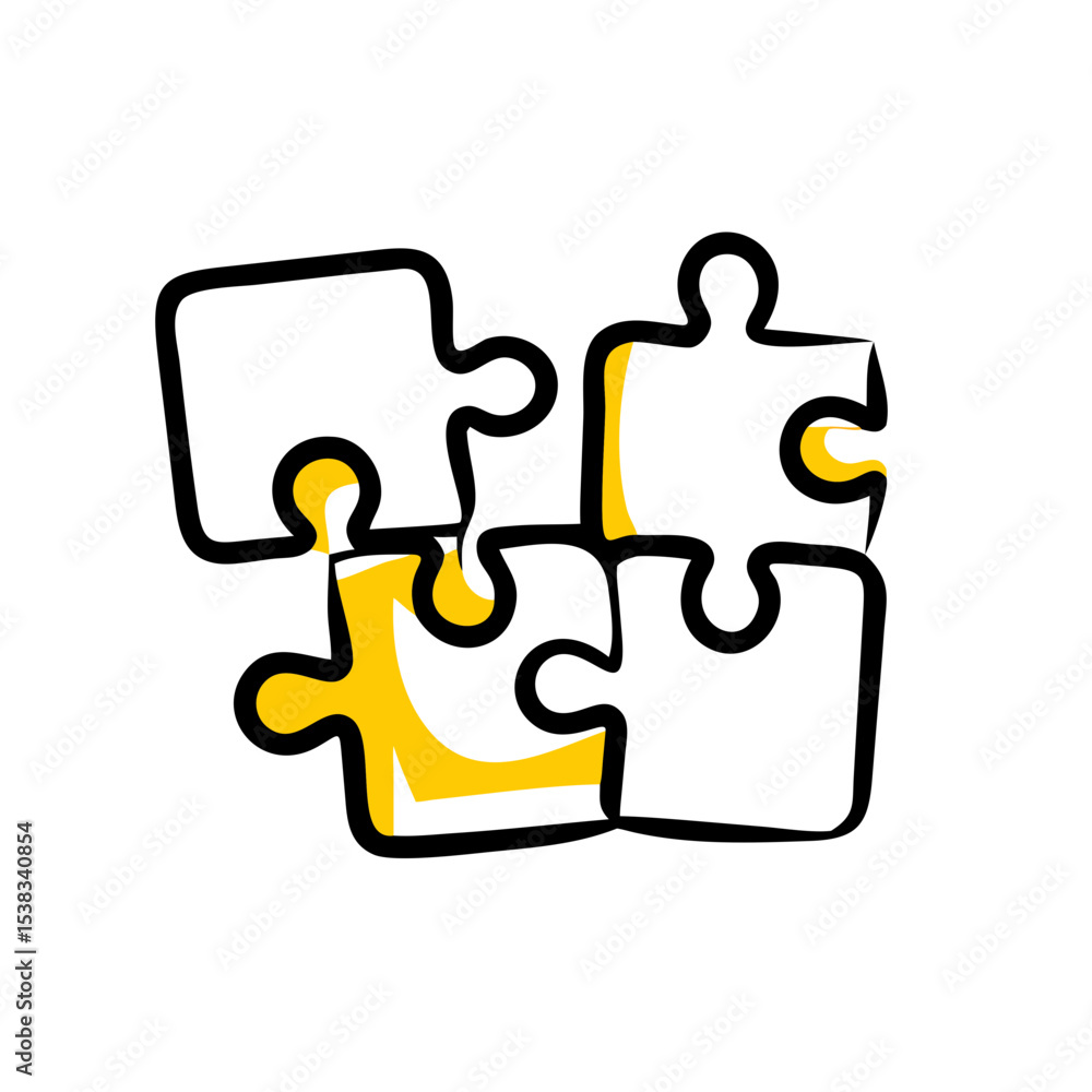 Poster puzzle pieces icon on transparent background for web and graphic design