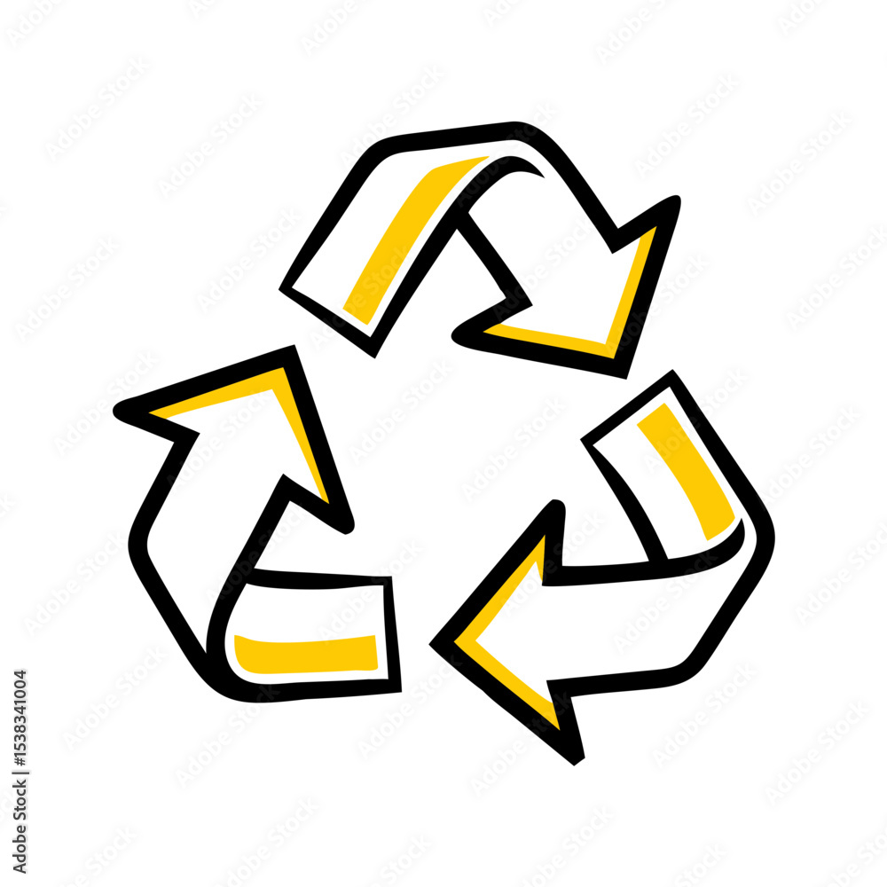 Aufkleber recycle symbol with arrows icon on transparent background for web and graphic design