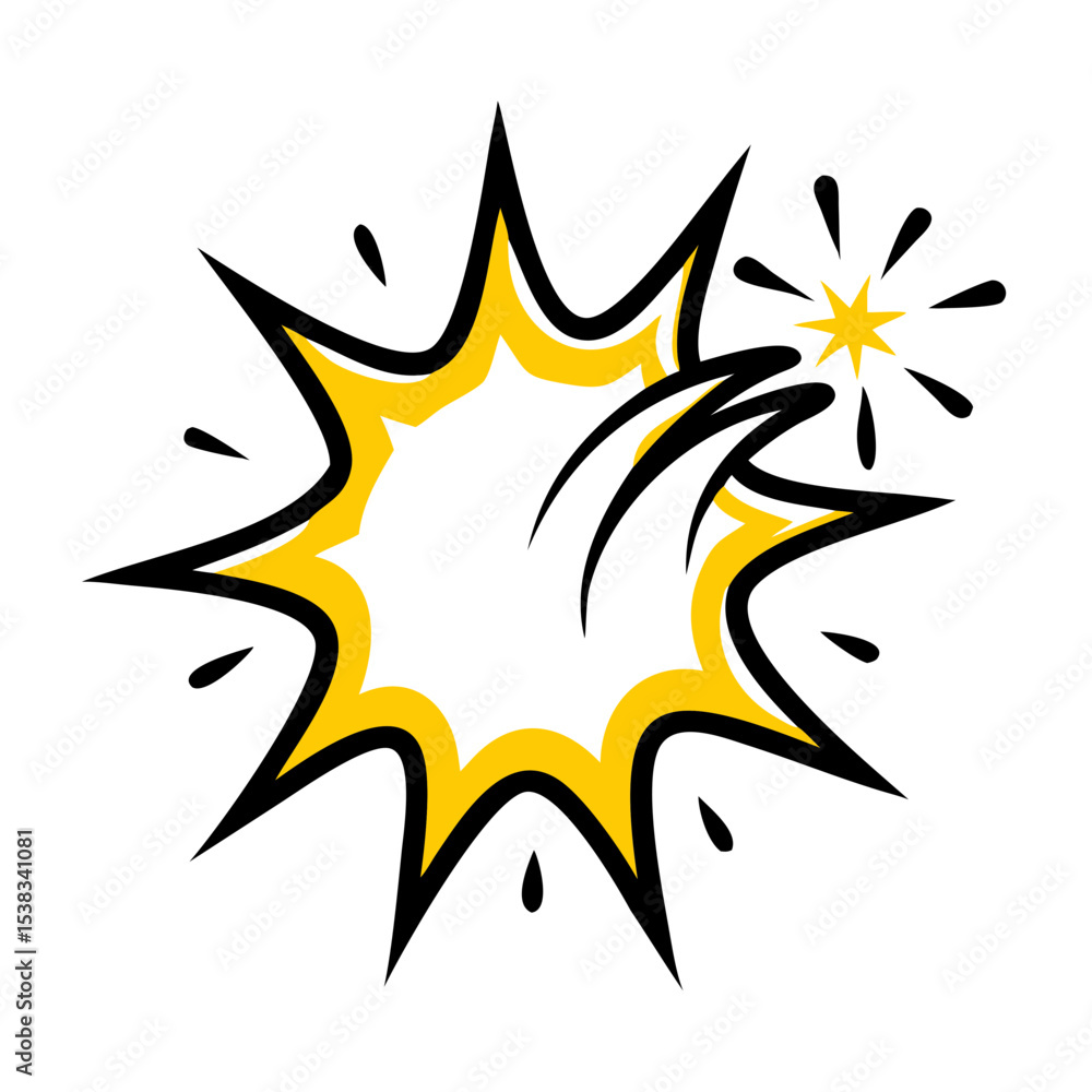 Aufkleber rounded boom bubble with spark accents icon on transparent background for web and graphic design