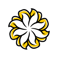 Rough circular flower icon on transparent background for web and graphic design