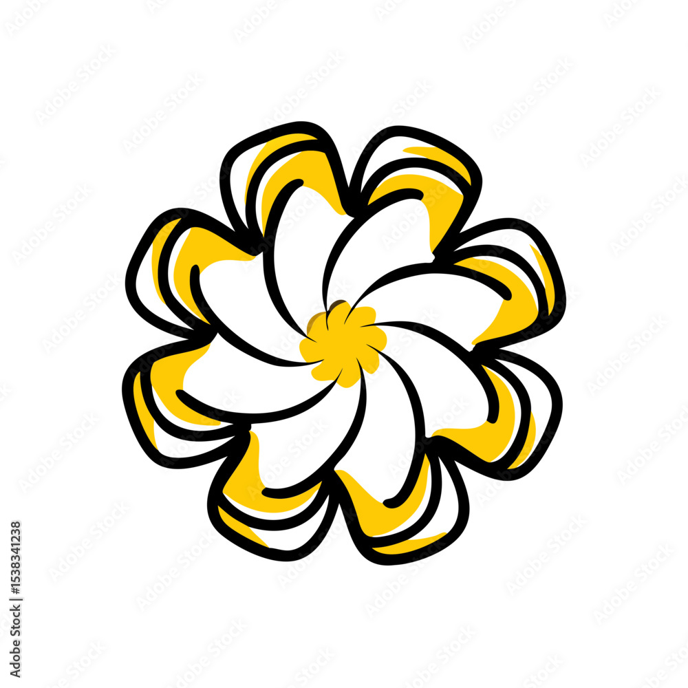 Poster scribbled circular flower icon on transparent background for web and graphic design