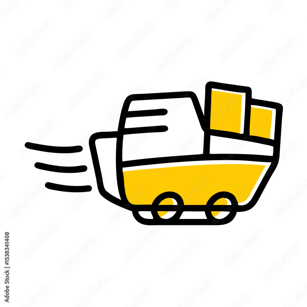 Poster shipping on transparent background for web and graphic design