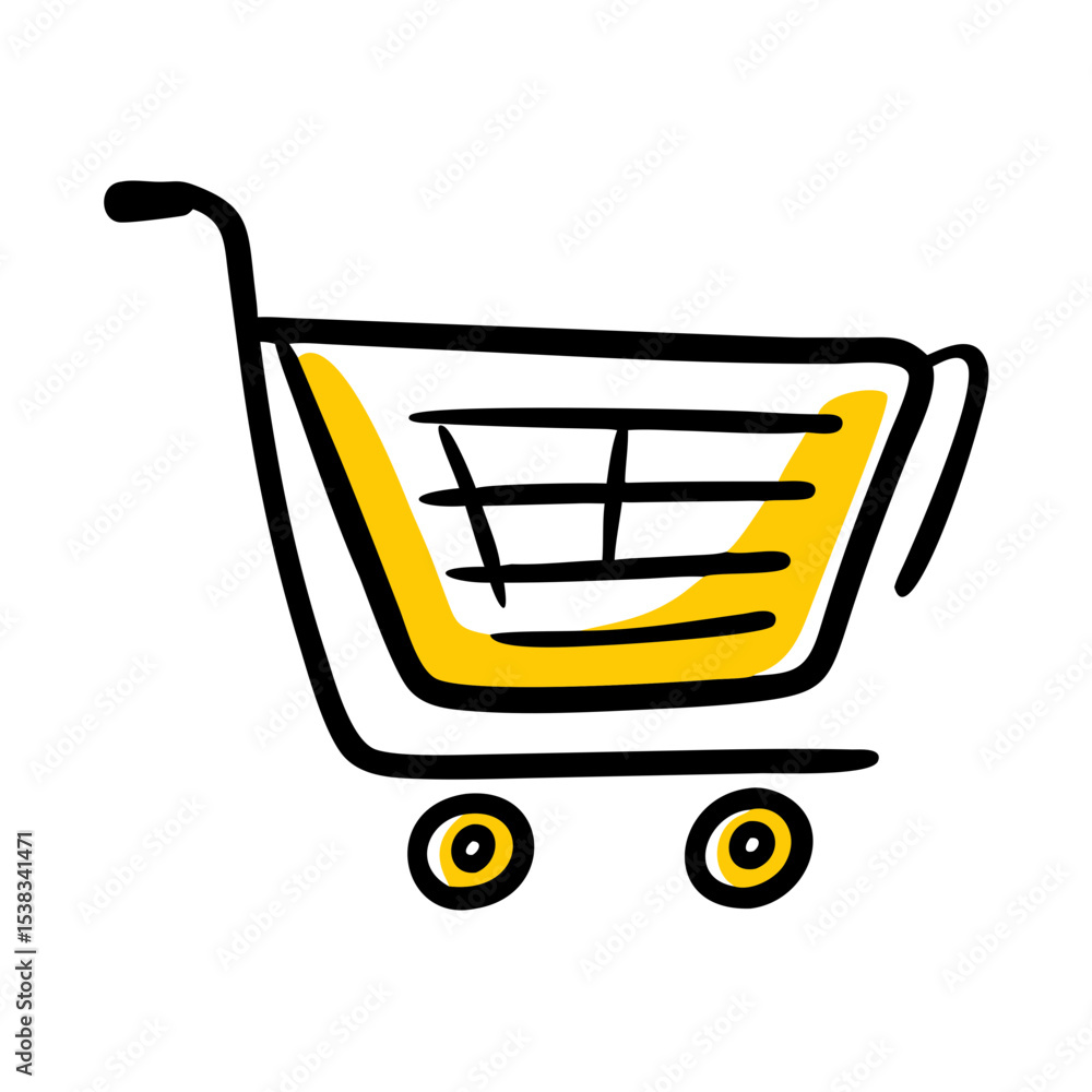 Poster shopping cart on transparent background for web and graphic design