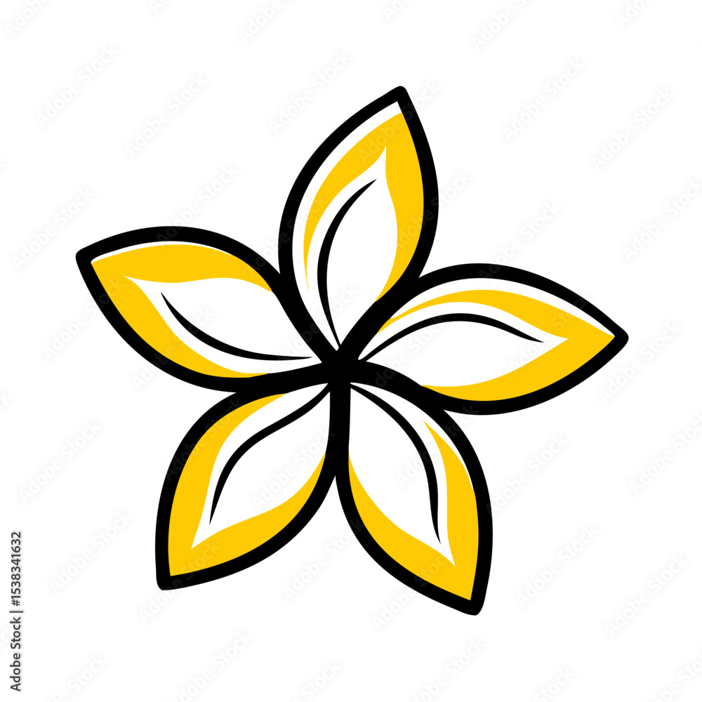 Poster simple flower with five petals icon on transparent background for web and graphic design