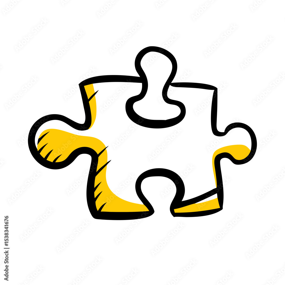 Poster single puzzle piece on transparent background for web and graphic design