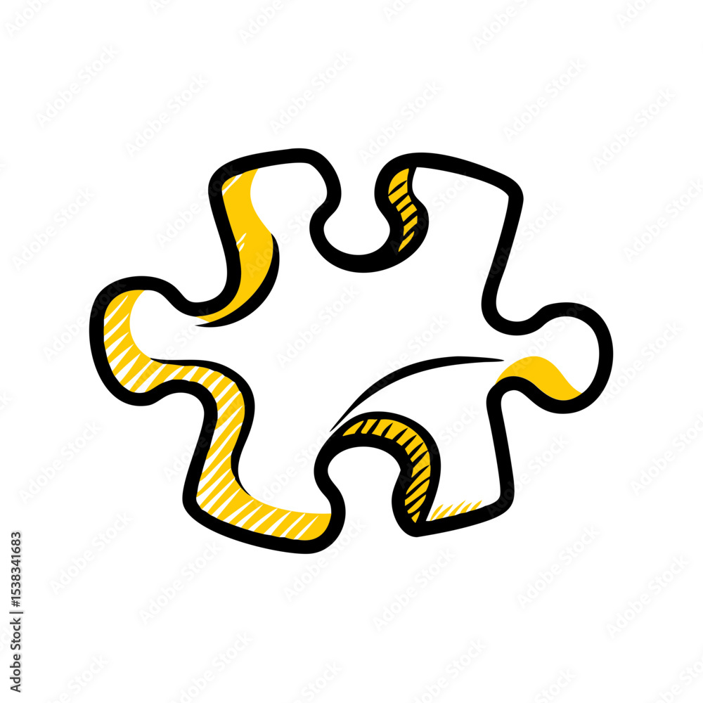 Poster single puzzle piece on transparent background for web and graphic design