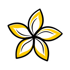 Simple flower with five petals icon on transparent background for web and graphic design