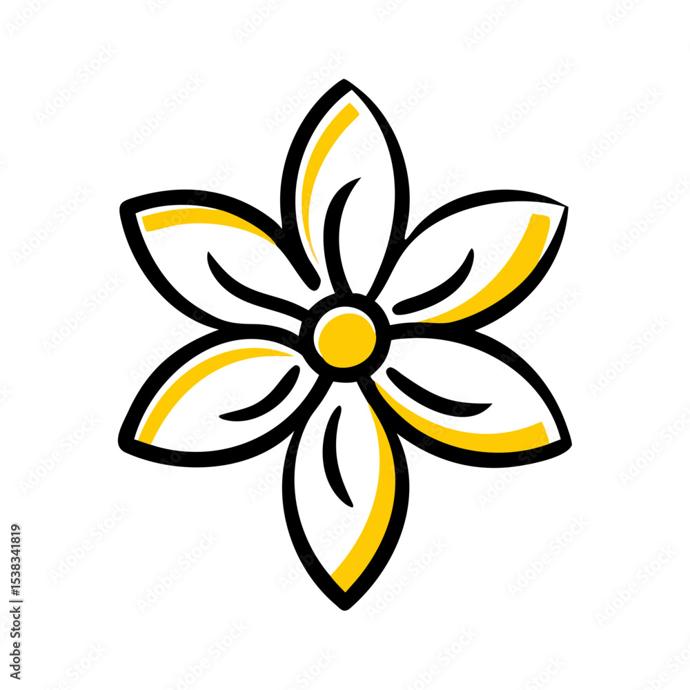 Poster small flower with ringed center icon on transparent background for web and graphic design