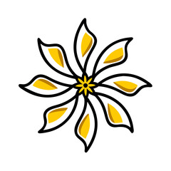 Small petal radial design icon on transparent background for web and graphic design