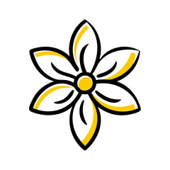 Small flower with ringed center icon on transparent background for web and graphic design