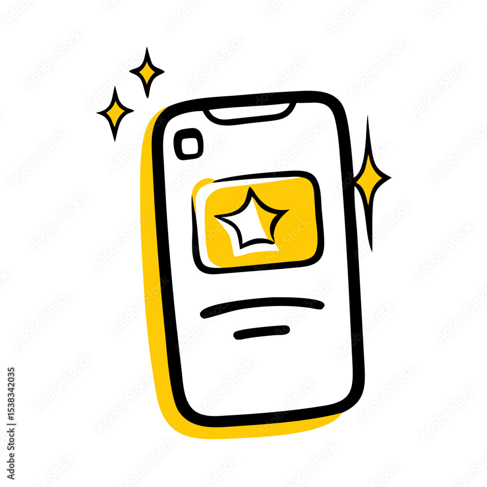 Poster smartphone with id card and sparkles on transparent background for web and graphic design