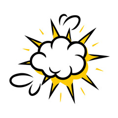 Squared cloud style explosion icon on transparent background for web and graphic design
