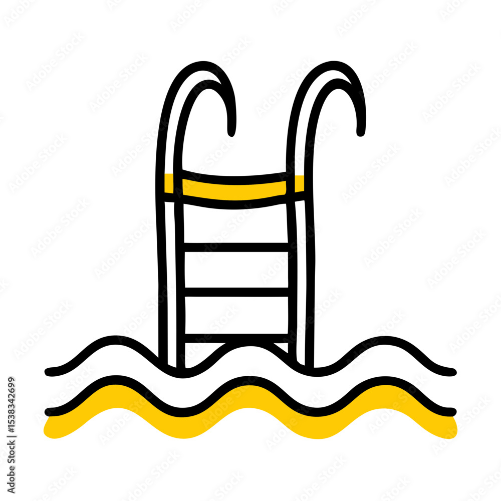 Poster swimming pool ladder icon on transparent background for web and graphic design