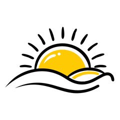 Sunset or sunrise icon on transparent background for web and graphic design