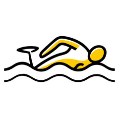 Swimmer in water icon on transparent background for web and graphic design